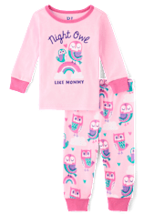 Baby And Toddler Girls Night Owl Snug Fit Cotton Pajamas