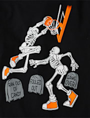 Boys Glow Skeleton Basketball Graphic Tee