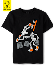 Boys Glow Skeleton Basketball Graphic Tee