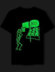Boys Glow Skeleton Ghost Basketball Graphic Tee