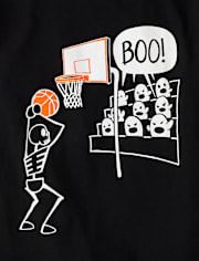 Boys Glow Skeleton Ghost Basketball Graphic Tee