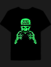 Boys Glow Skeleton Gamer Graphic Tee
