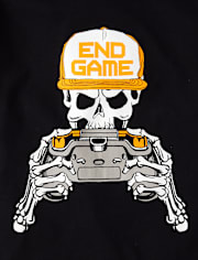 Boys Glow Skeleton Gamer Graphic Tee