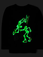 Boys Glow Skeleton Basketball Graphic Tee