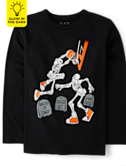 Boys Glow Skeleton Basketball Graphic Tee