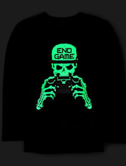 Camisetas estampadas Boys Glow Skeleton Gamer