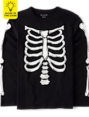 Unisex Kids Matching Family Glow Skeleton Graphic Tee