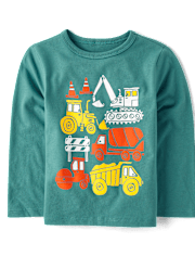 Baby And Toddler Boys Construction Vehicle Graphic Tee