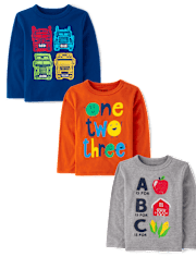 Baby And Toddler Boys Educational Graphic Tee 3-Pack