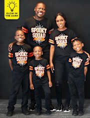 Camisetas estampadas unisex para niños a juego Family Glow Spooky Squad 2024