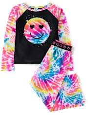 Girls Rainbow Happy Face Pajamas