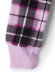 Girls Plaid Microfleece One Piece Pajamas