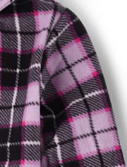 Girls Plaid Microfleece One Piece Pajamas