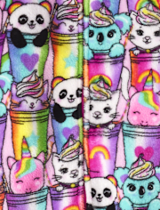 Girls Animal Milkshake One Piece Pajamas - Cozy Fleece