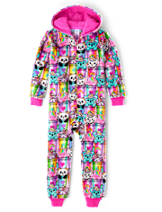 Girls Animal Milkshake Fleece One Piece Pajamas