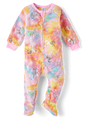 Baby And Toddler Girls Foil Unicorn Fleece Footed One Piece Pajamas