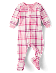 Bébé Et tout-petit, fille à carreaux micromolleton Footed One Piece Pyjama