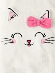 Baby And Toddler Girls Cat Fleece Footed One Piece Pajamas