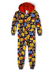 Boys Food Microfleece One Piece Pajamas