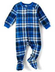 Baby And Toddler Boys Plaid Microfleece Footed One Piece Pajamas