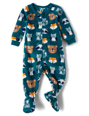 Baby And Toddler Boys Animal Microfleece Footed One Piece Pajamas