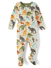 Baby And Toddler Boys Dino Snug Fit Cotton Footed One Piece Pajamas