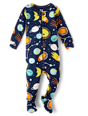 Baby And Toddler Boys Space Snug Fit Cotton Footed One Piece Pajamas