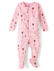 Baby And Toddler Girls Ballerina Snug Fit Cotton Footed One Piece Pajamas