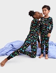 Pijama unisex de algodón con ojos brillantes y ajuste ceñido