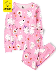 Girls Glow Ghost Snug Fit Cotton Pajamas