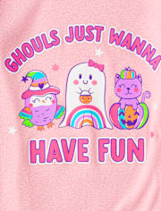 Girls Glow Ghouls Wanna Have Fun Snug Fit Cotton Pajamas