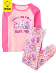 Girls Glow Ghouls Wanna Have Fun Snug Fit Cotton Pajamas