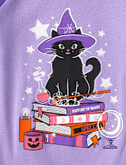 Girls Glow Cat Witch Snug Fit Cotton Pajamas