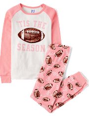 Girls Matching Family Football Snug Fit Cotton Pajamas