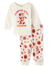 Baby And Toddler Girls Pumpkin Spice Season Snug Fit Cotton Pajamas