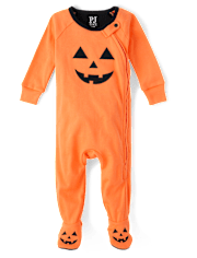 Baby And Toddler Pumpkin Face Snug Fit Cotton Footed One Piece Pajamas
