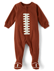 Unisex Baby And Toddler Matching Family Long Raglan Sleeve Football Microfleece Footed One Piece Pajamas BROWN The Children s Place CA