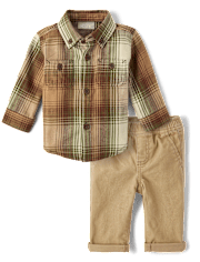 Baby Boys Matching Family Plaid 2-Piece Outfit Set