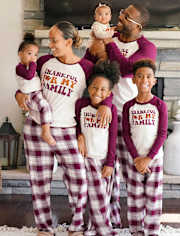 Unisex Kids Matching Family Thankful Cotton And Flannel Pajamas