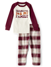 Unisex Baby And Toddler Matching Family Thankful Cotton And Flannel Pajamas