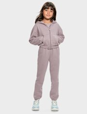 Girls Premium Fleece Cropped Zip Up Hoodie