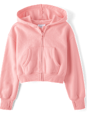 Fille Premium molleton Cropped Zip Up Kangourous