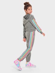 Girls Side Stripe Fleece Jogger Pants