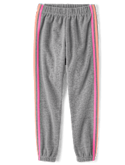 Girls Side Stripe Fleece Jogger Pants