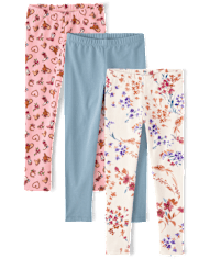 Girls Print Leggings 3-Pack