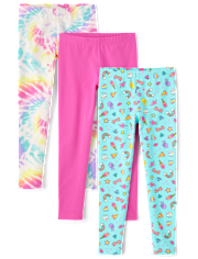 Girls Print Leggings 3-Pack