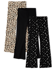 Girls Leopard Flare Leggings 3-Pack
