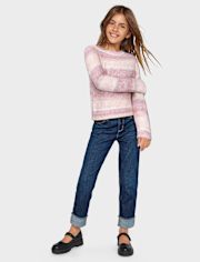 Girls Roll Cuff Straight Jeans