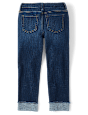 Girls Roll Cuff Straight Jeans