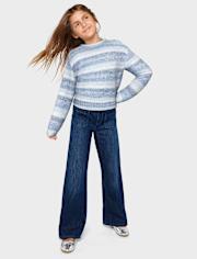 Girls Patch Pocket Wide Leg Jeans